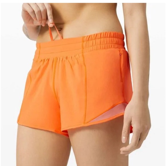 Hotty Hot Low-Rise Lined Short 4” Neon Orange - Picture 3 of 3